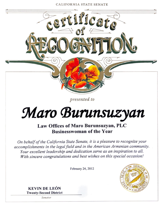 Certificate of Special Congressional Recognition